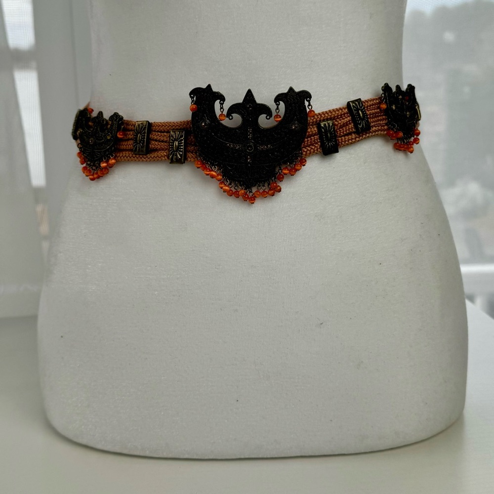 Chico’s Vintage Corded Metal Belt Orange/Apricot 33” Adjustable